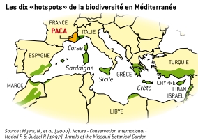 Place de la Cote d'Azur dans les 10 hotspots de la biodiversite en Mediterranee